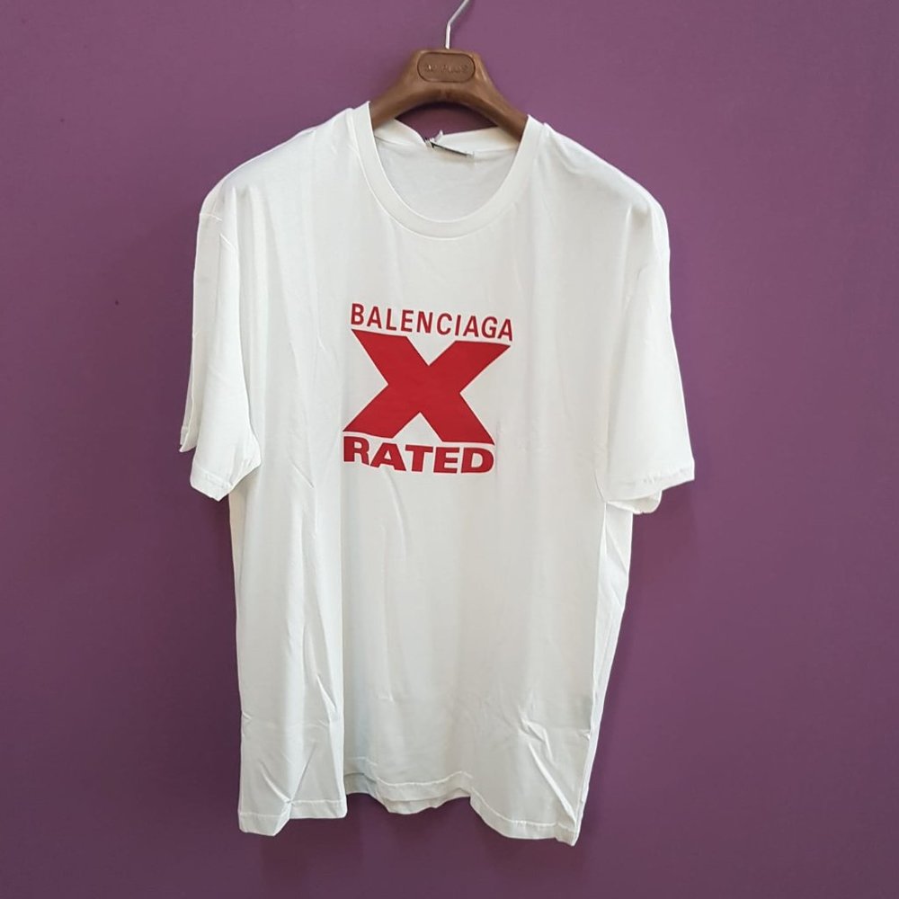 NWT Balenciaga X Rated Print White T-Shirt Men's